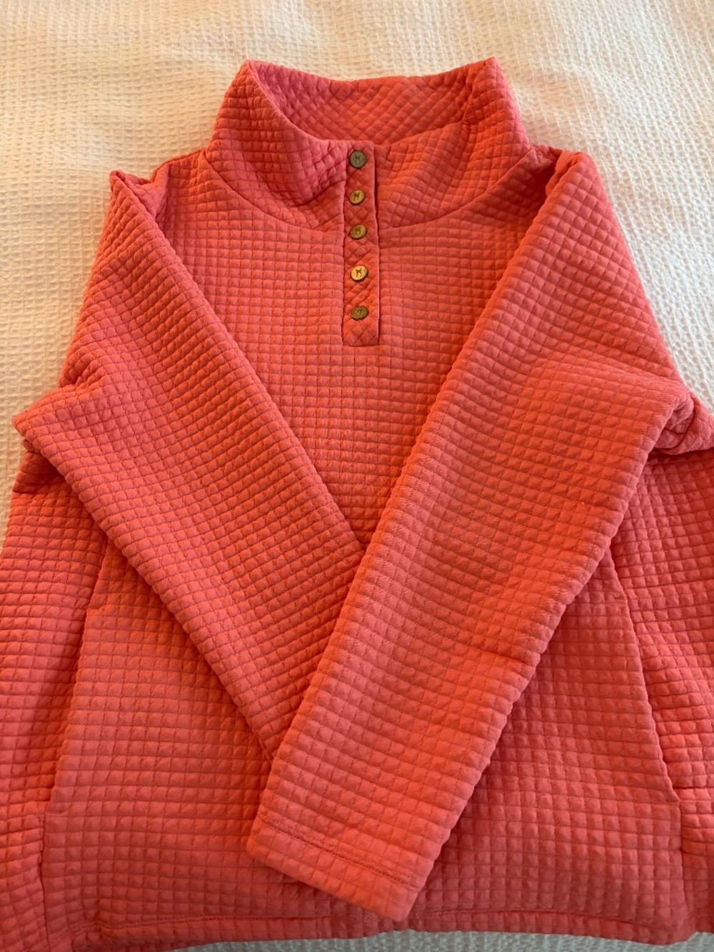Dudley Stephens Perry Street Pullover in Waffle (Hibiscus) XL